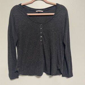 Victoria Secret Henley Charcoal Grey Button Long Sleeve